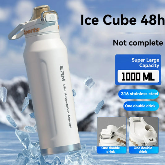 1L Stainless Steel Thermos Bottle | Iced & Heat Insulated Flask