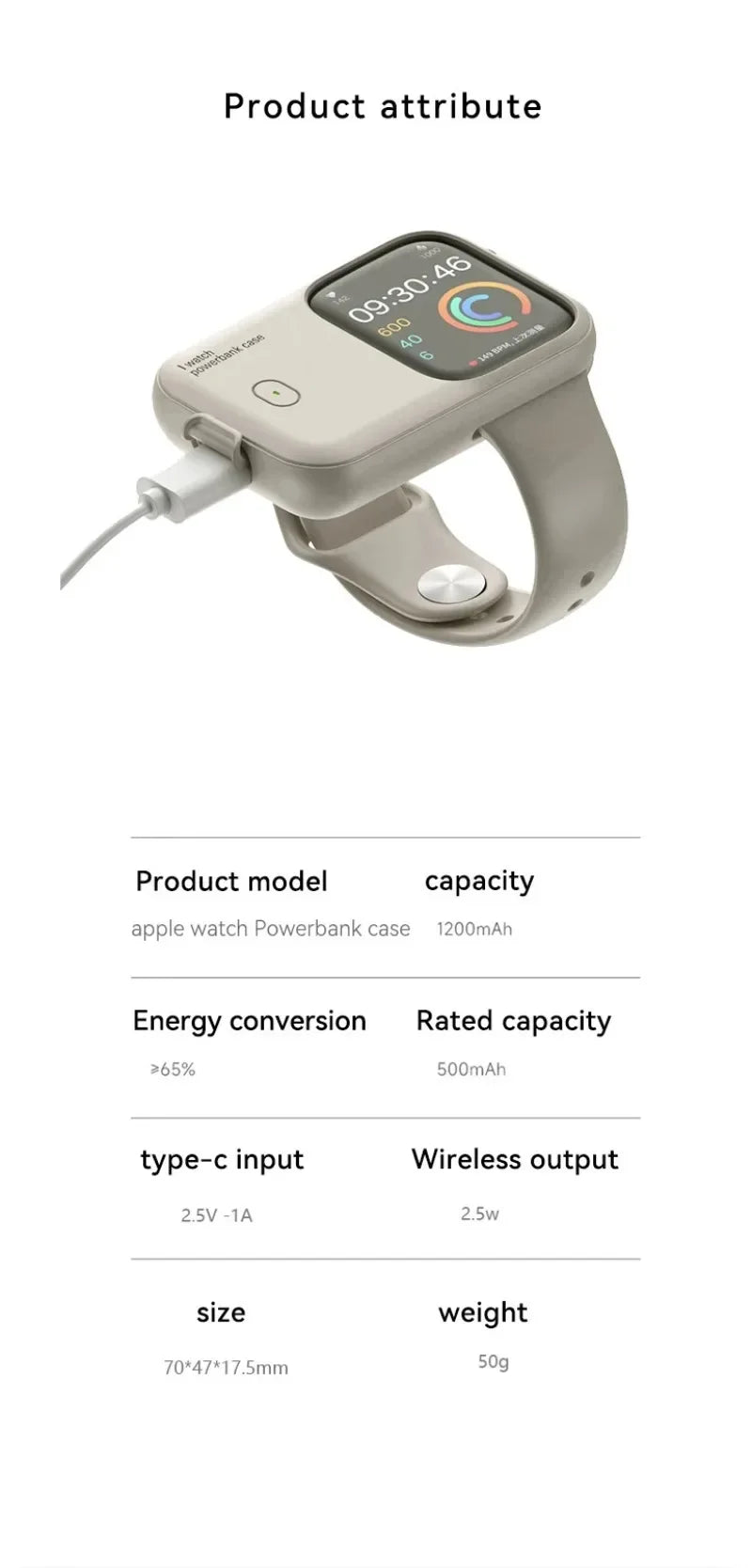 Portable Smart Watch Wireless Charger | 1200mAh Power Bank