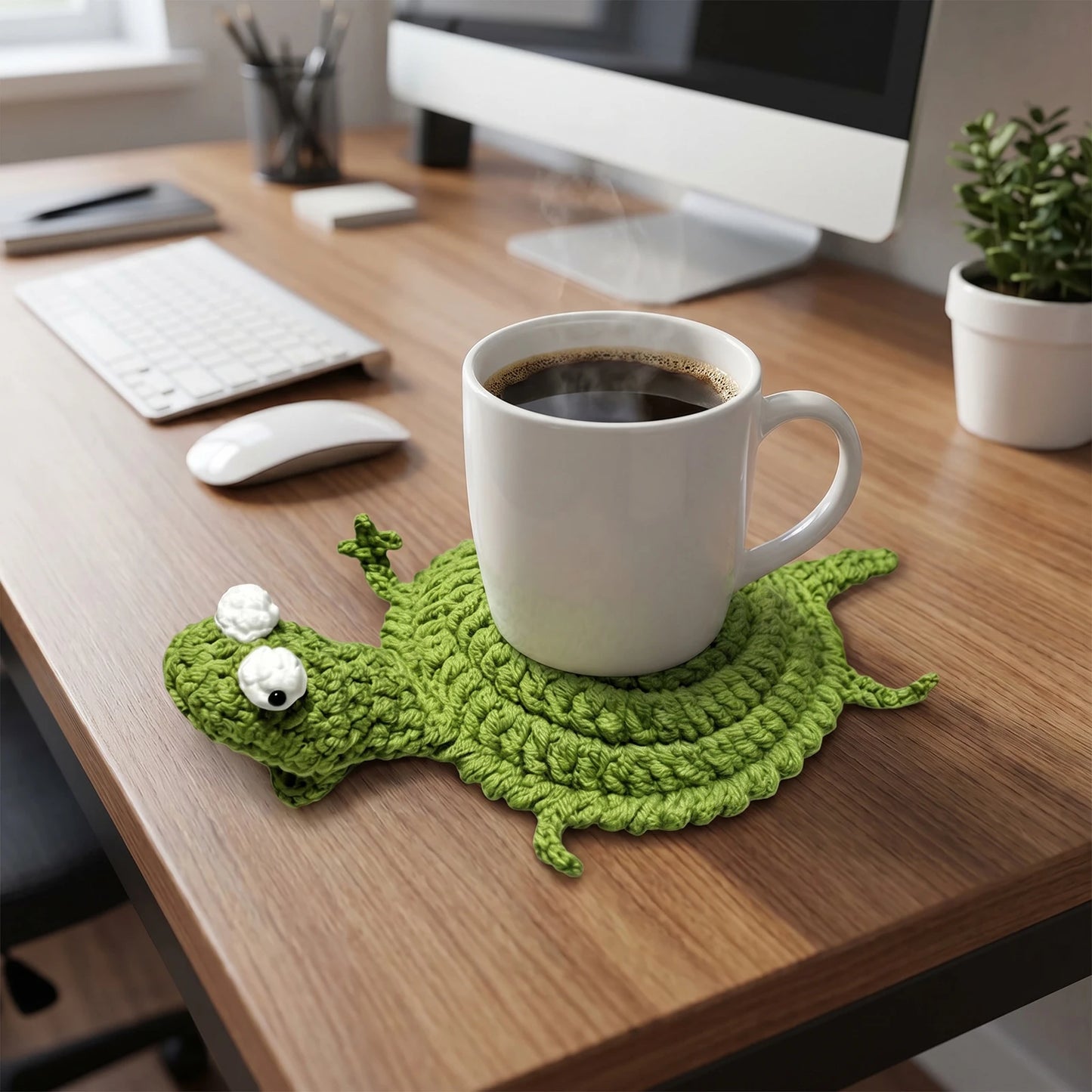 Creative Cartoon Lizard Coaster | Handmade Heat Resistant Mat