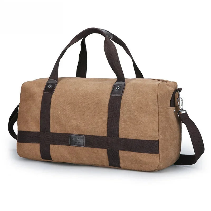 Large Capacity Casual Men's Canvas Travel Handbag | Lightweight Shoulder Bag