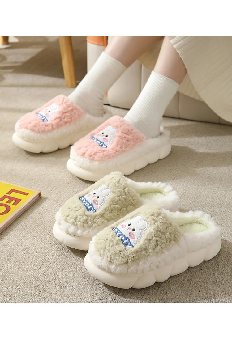 Women's Cute Cartoon Rabbit Plush Slippers | Cozy Indoor Footwear