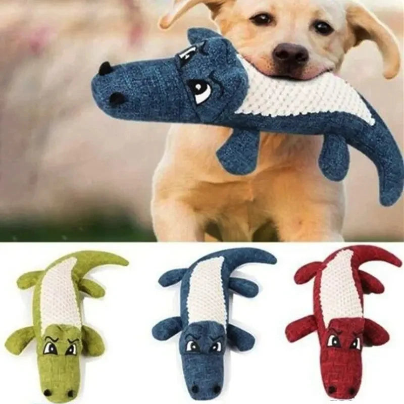 Interactive Plush Crocodile Dog Toy | Tough Chew & Squeaky Fun