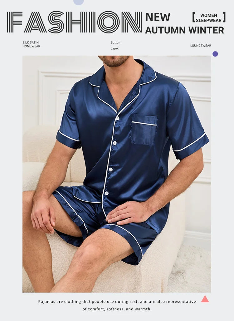 Men's Summer Pajamas Set | Comfortable Short Sleeve Sleepwear