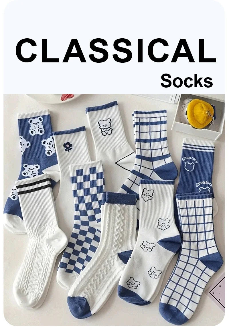 10 Pairs Women's Cute Rabbit Embroidery Casual Socks | Stylish & Breathable