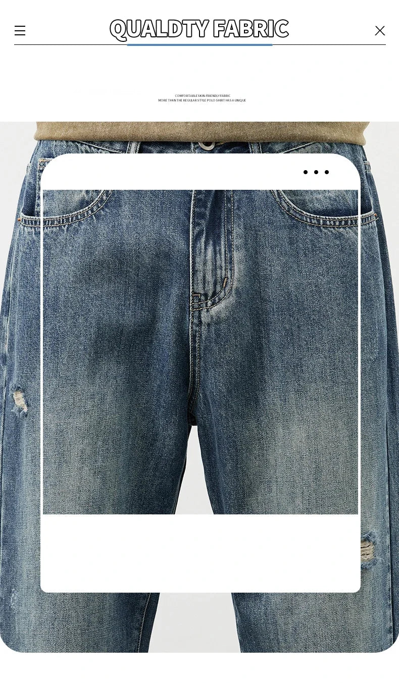 Men's Vintage Baggy Jeans | Distressed Y2K Straight Pants