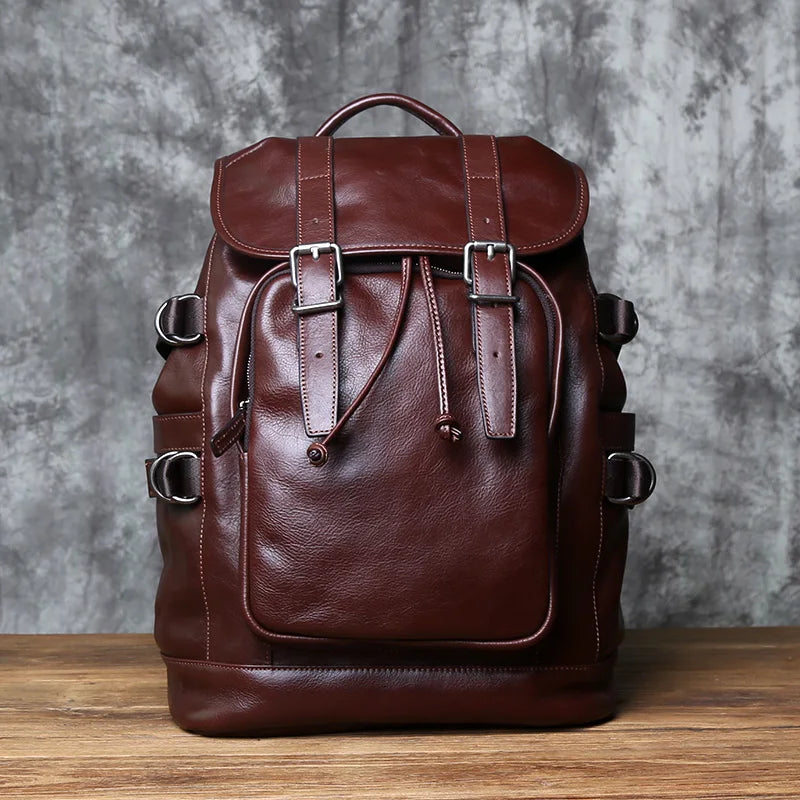 Mochila retro de cuero para hombre | Elegante bolso de viaje y escolar