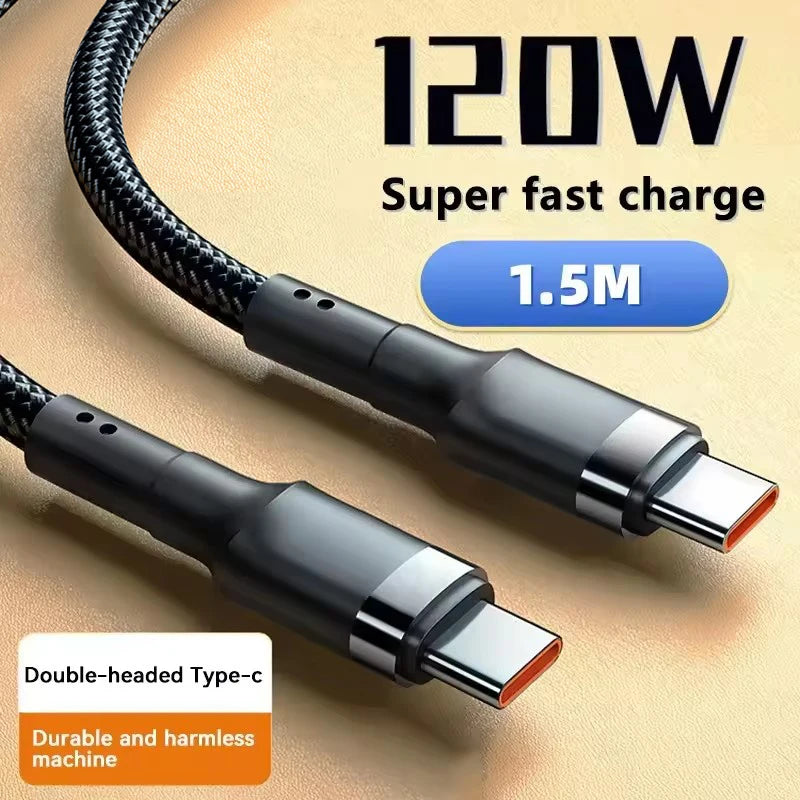 120W Fast Charging USB-C Cable | High-Speed PD Quick Charge