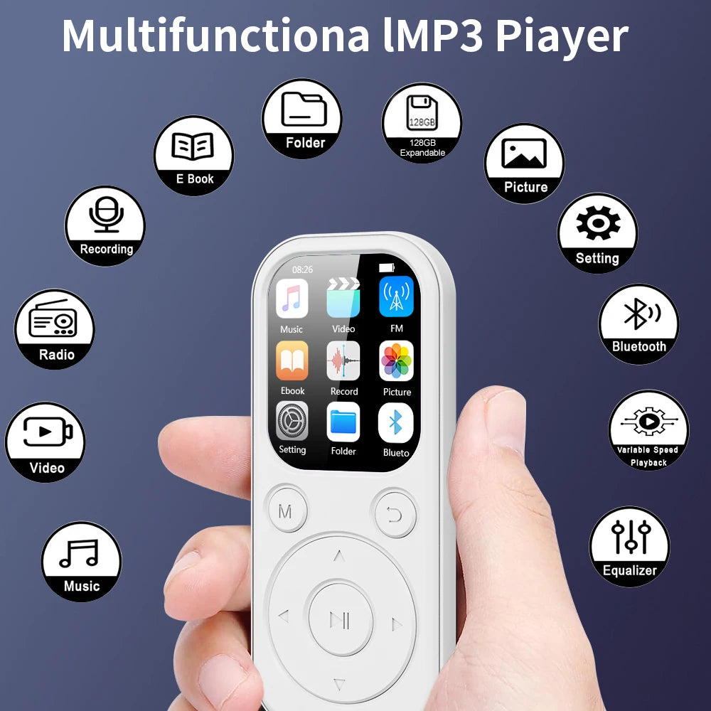 Compact MP3 MP4 Music Player | Bluetooth, Alarm Clock & E-Book
