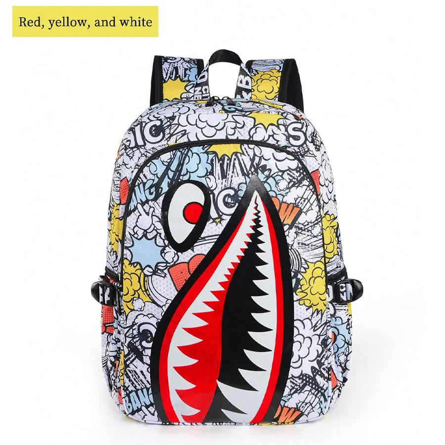 Large Capacity Waterproof Retro Shark Backpack for Outdoor Use