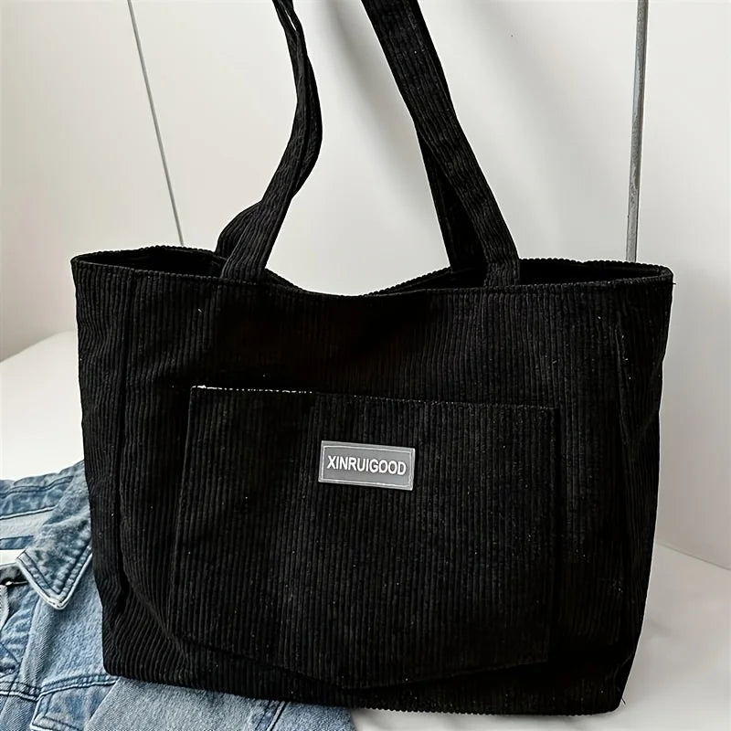 Stylish Women's Corduroy Shoulder Tote Bag | Large Capacity Handbag