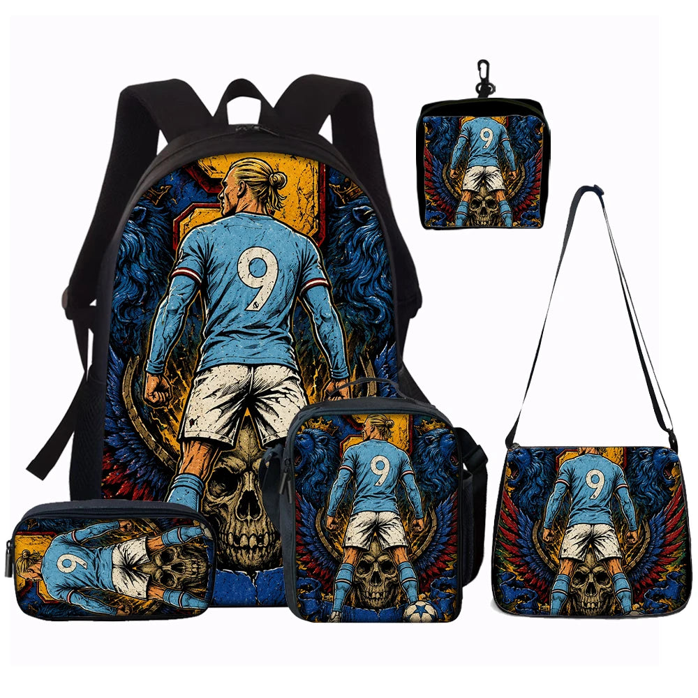 Large-Capacity Soccer Star Pattern Backpack Set | Perfect for Daily Use
