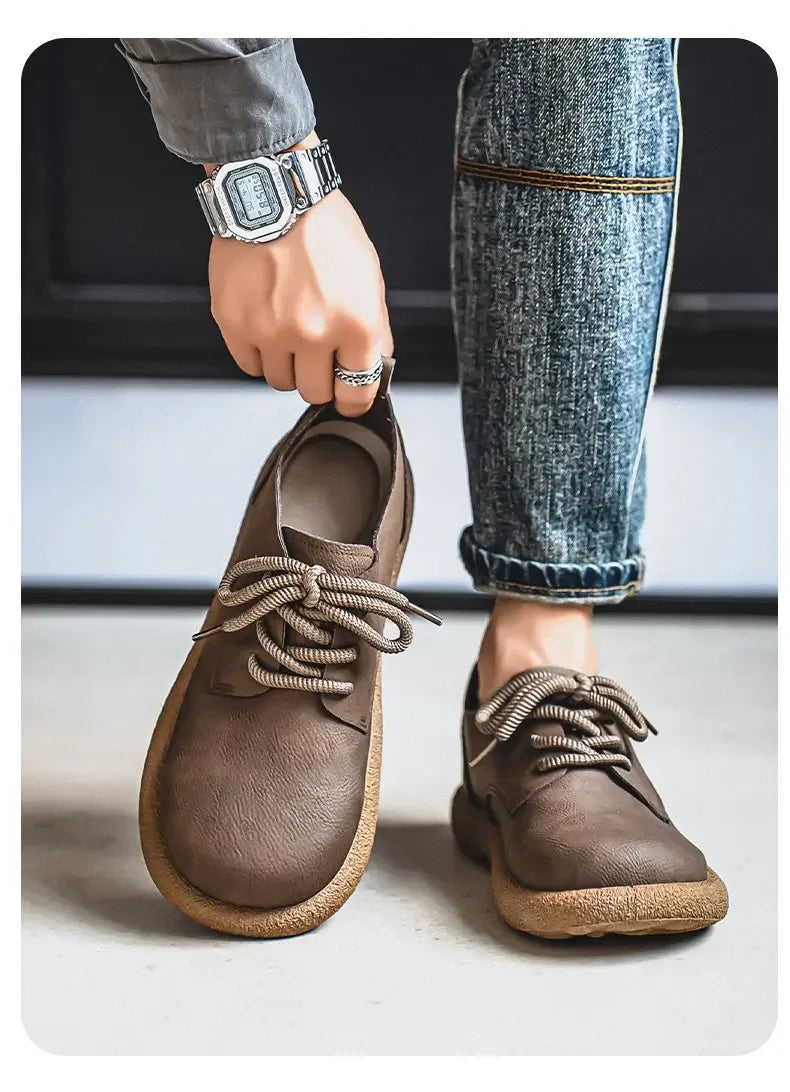 Men's Plus Size Retro PU Leather Ankle Shoes | Comfortable Casual Wear