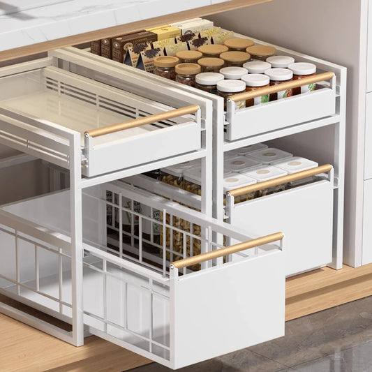 Estante organizador debajo del fregadero | Organizador multicapa de acero inoxidable