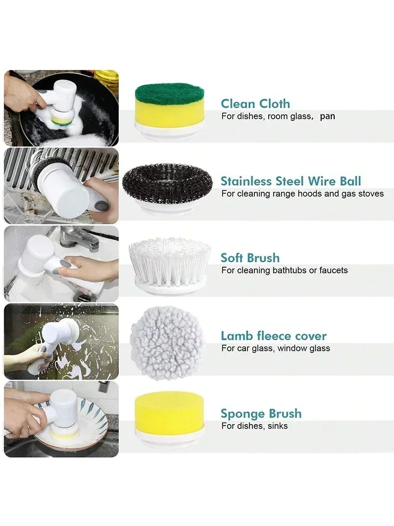 Cordless Electric Spin Scrubber with 5 Brush Heads | Ultimate Cleaning Tool