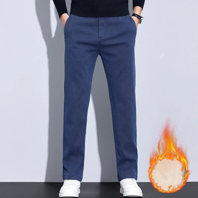 Men's Winter Thick Warm Casual Pants | Fleece Thermal Trousers