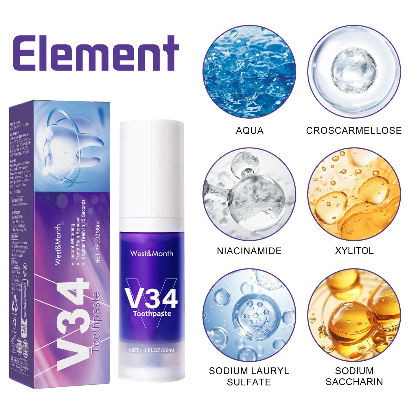 30ml Teeth Whitening Toothpaste | Intensive Stain Remover & Fresh Breath