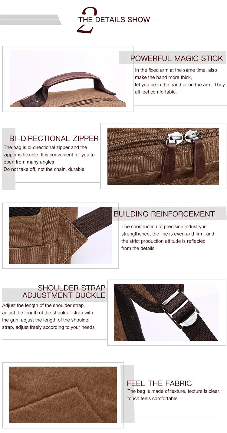 Men's Multifunctional Canvas Backpack | Spacious Travel & Hiking Bag
