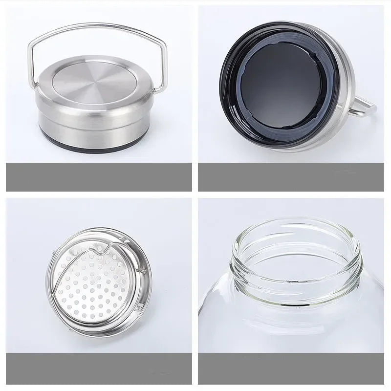 2L Glass Water Bottle with Strap | Portable Leakproof Drinkware