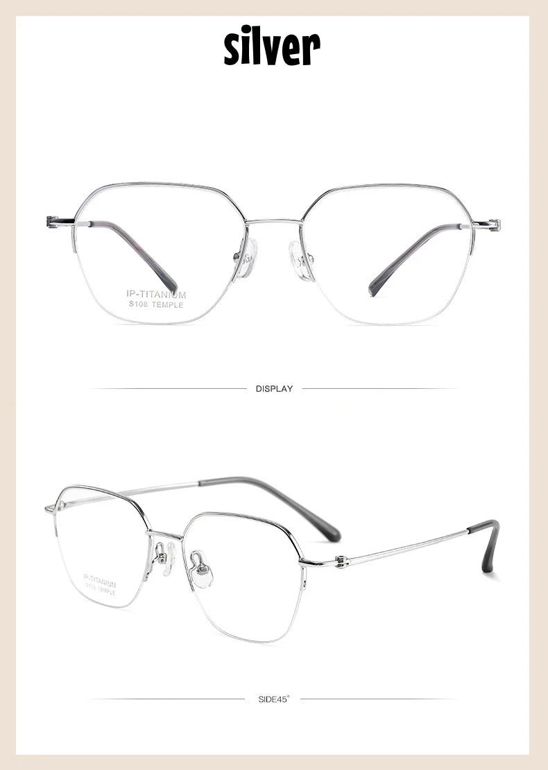 Stylish Titanium Half-Frame Photochromic Sunglasses for Women