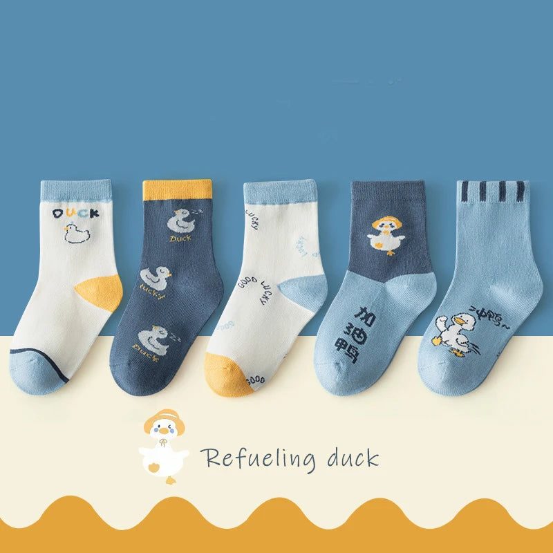 Kids Cartoon Duck Mid Tube Socks | Soft & Fun Socks for Boys