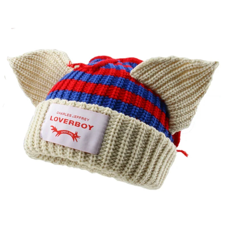 Unisex Long Fox Ears Knitted Beanie | Y2K Bunny Rabbit Hat
