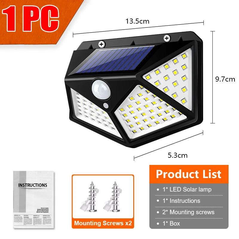 Luces solares ajustables de 3 cabezales | Lámparas de pared para exteriores con sensor de movimiento