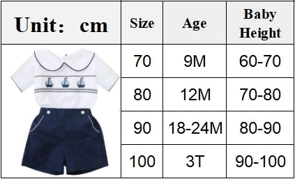 Stylish Boys Boat Smocked T-shirt Set | Trendy Infant Summer Outfit