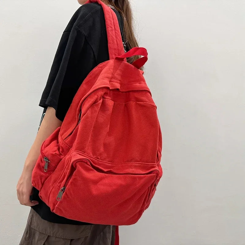 Vintage Washed Canvas Backpack | Stylish School & Travel Bag
