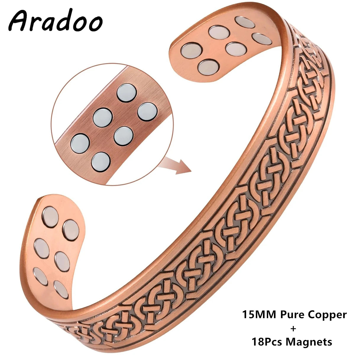 Vintage Copper Cuff Bracelet with Magnetic Therapy | Unisex Jewelry