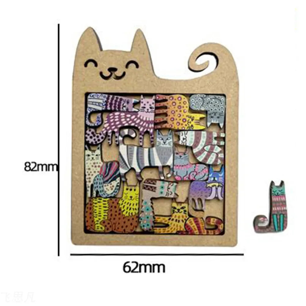 Cute Wooden Cat-Shaped Puzzle Toy | Creative Thinking Fun