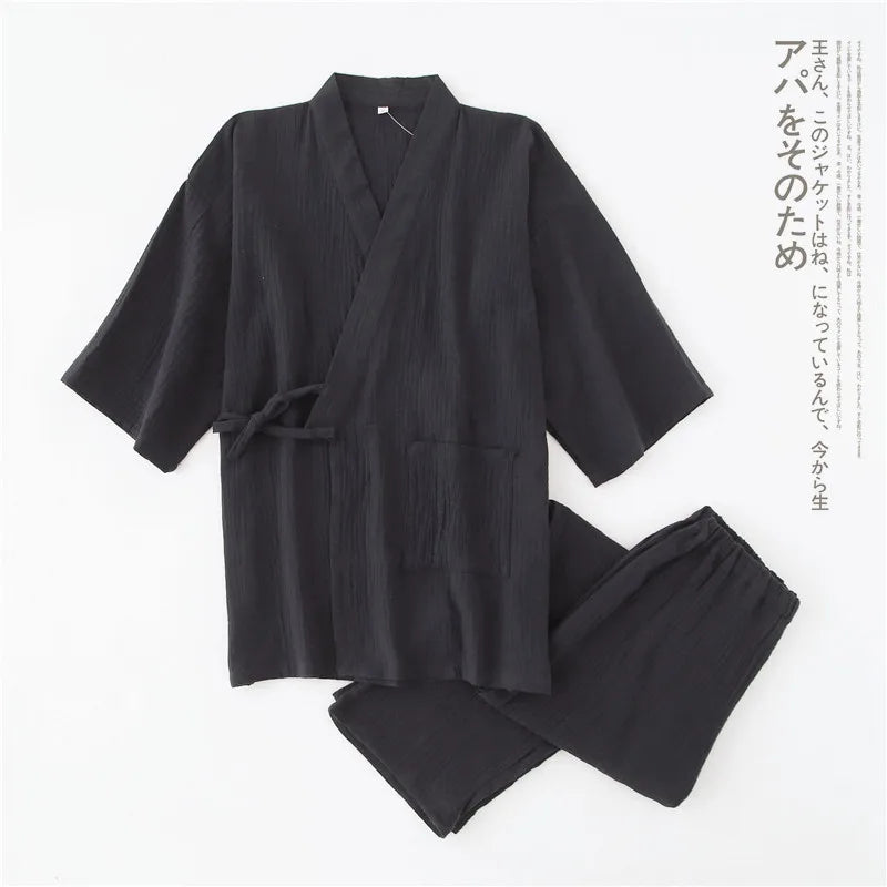 Men's Plus Size Cotton Kimono Pajamas | Stylish Comfort Homewear