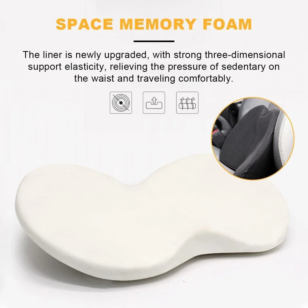 2 in 1 Memory Foam Car Seat Cushion & Lumbar Support Pillow