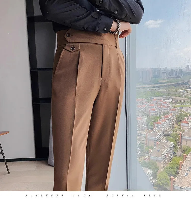 Men's High Waist Slim Fit Suit Pants | Smart Casual Fashion