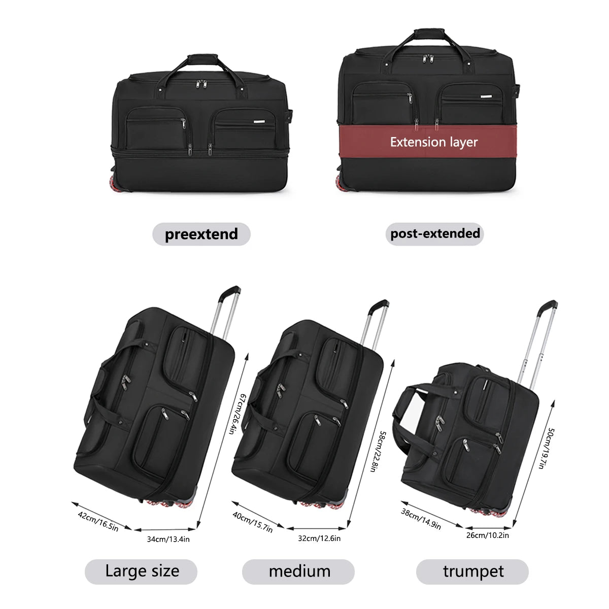 Large Capacity Waterproof Travel Bag | Versatile Duffel Trolley