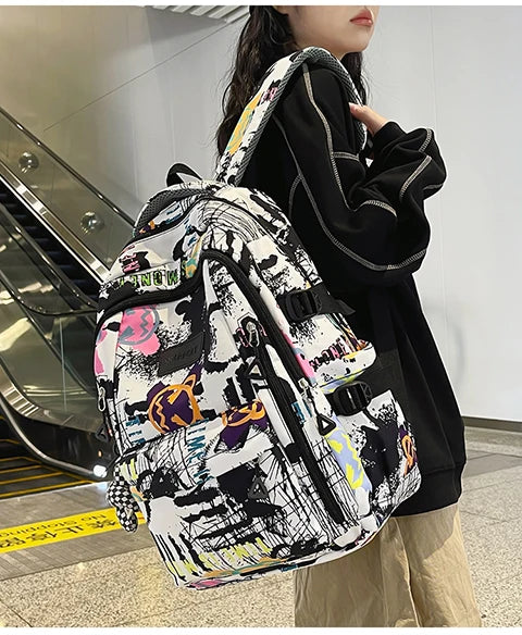 Trendy Personalized Graffiti Japanese Backpack | Large Capacity Book Bag