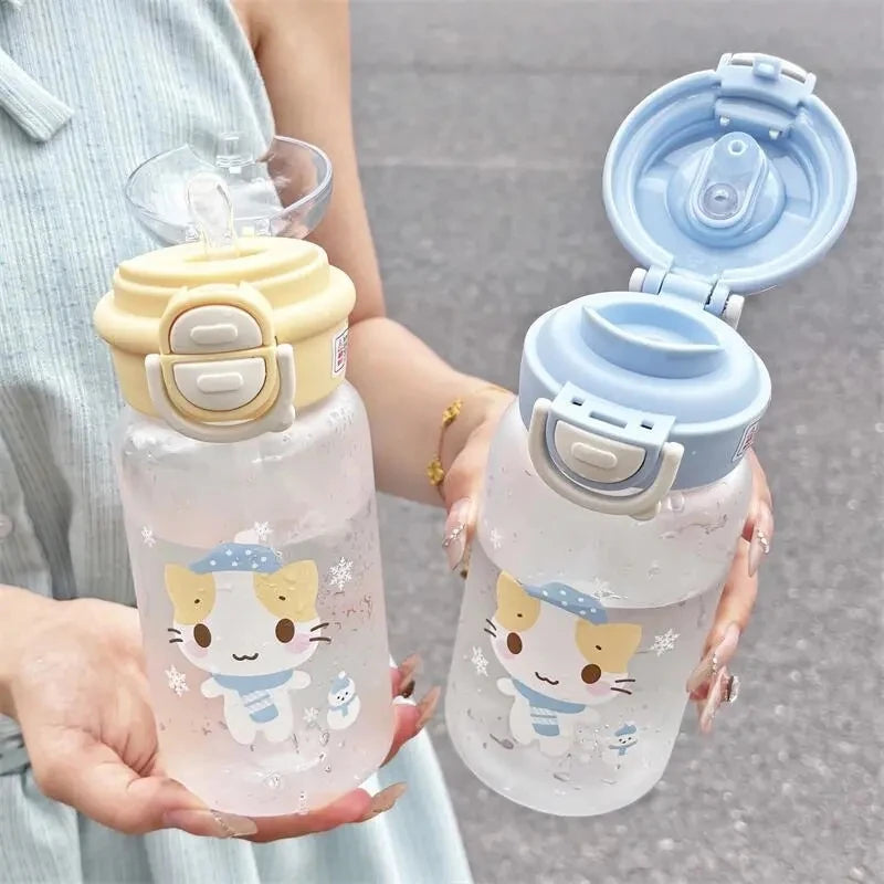 500ML Cute Cat Water Bottle | Portable Straw Cup for Kids