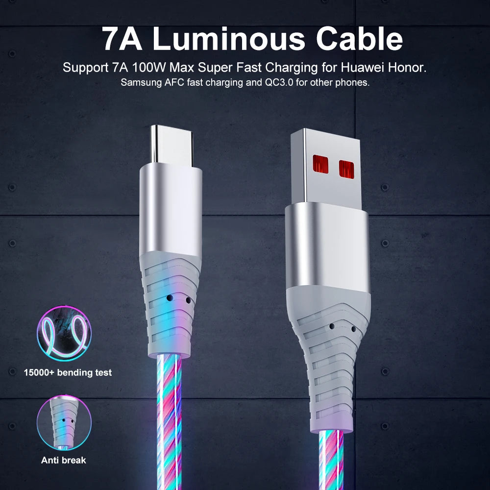 LED Glowing Fast Charging USB C & Micro USB Cable
