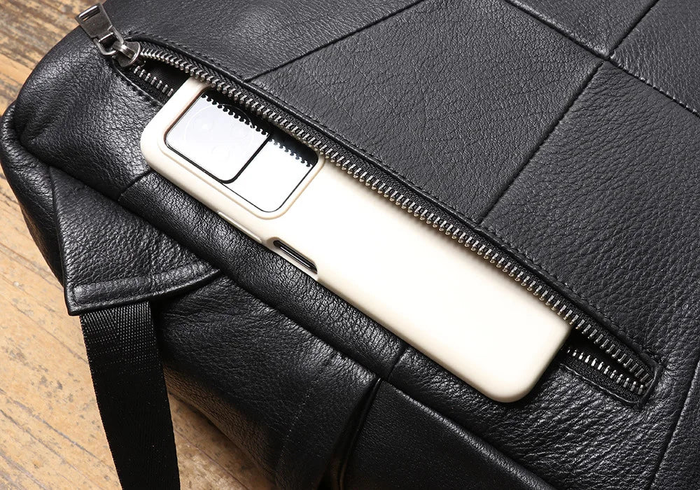 Men's Genuine Leather Double-Shoulder Backpack | Large Laptop Travel Bag