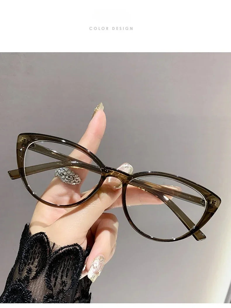 Fashionable cat-eye full-frame reading glasses, retro style, fashionable anti-blue light glasses, ladies' reading glasses