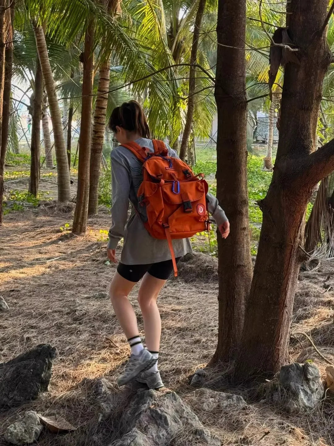 Unisex Casual Orange Nylon Waterproof Backpack | Large Capacity