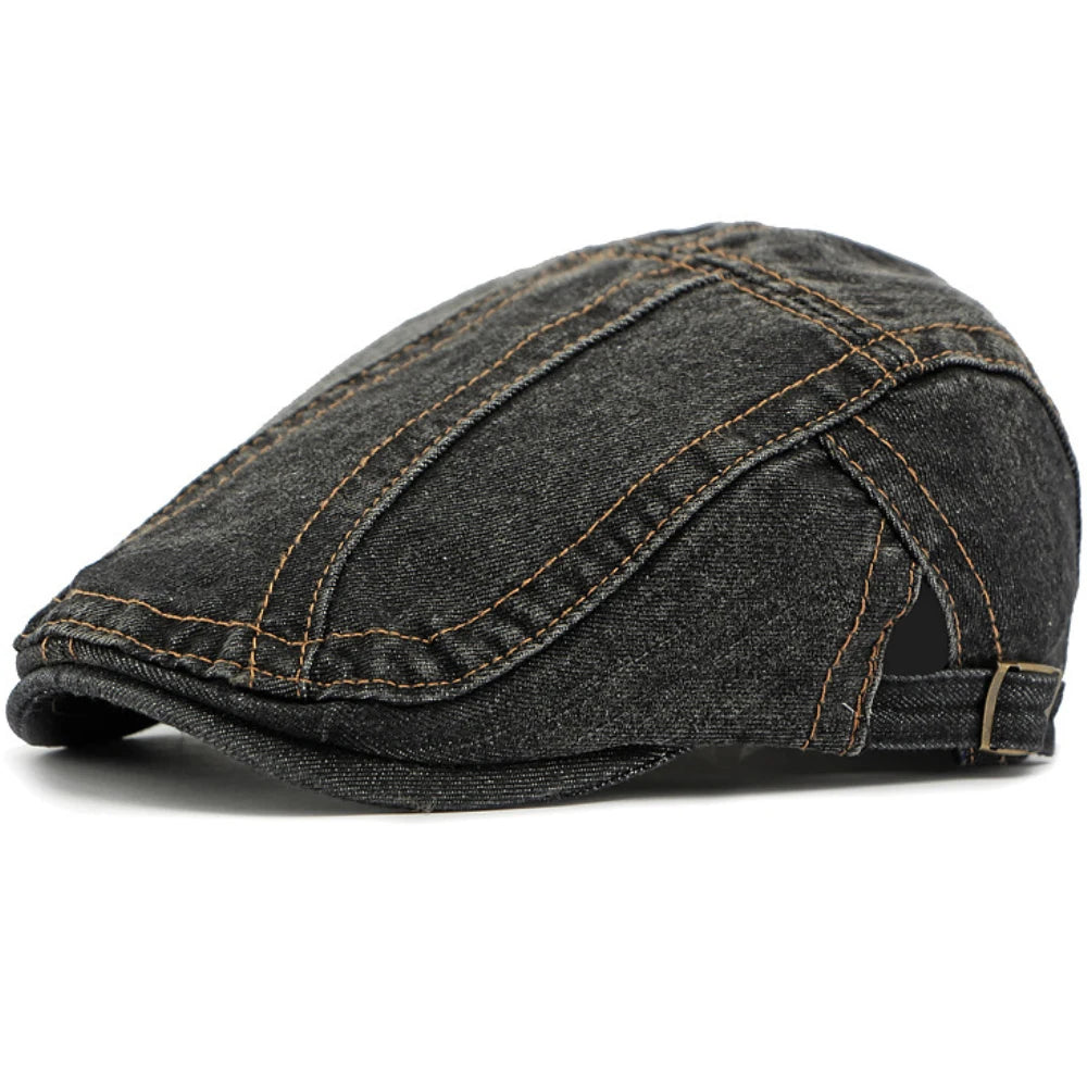 Unisex Adjustable Denim Beret Hat | Stylish Artist Cap