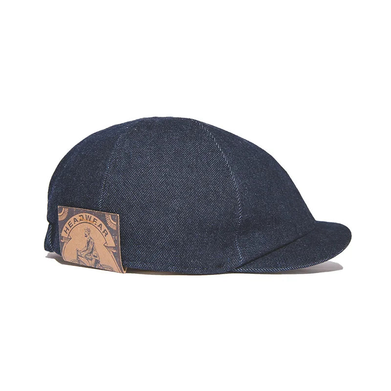 Oversized Men's Denim Newsboy Cap | Vintage Flat Cap for All Seasons