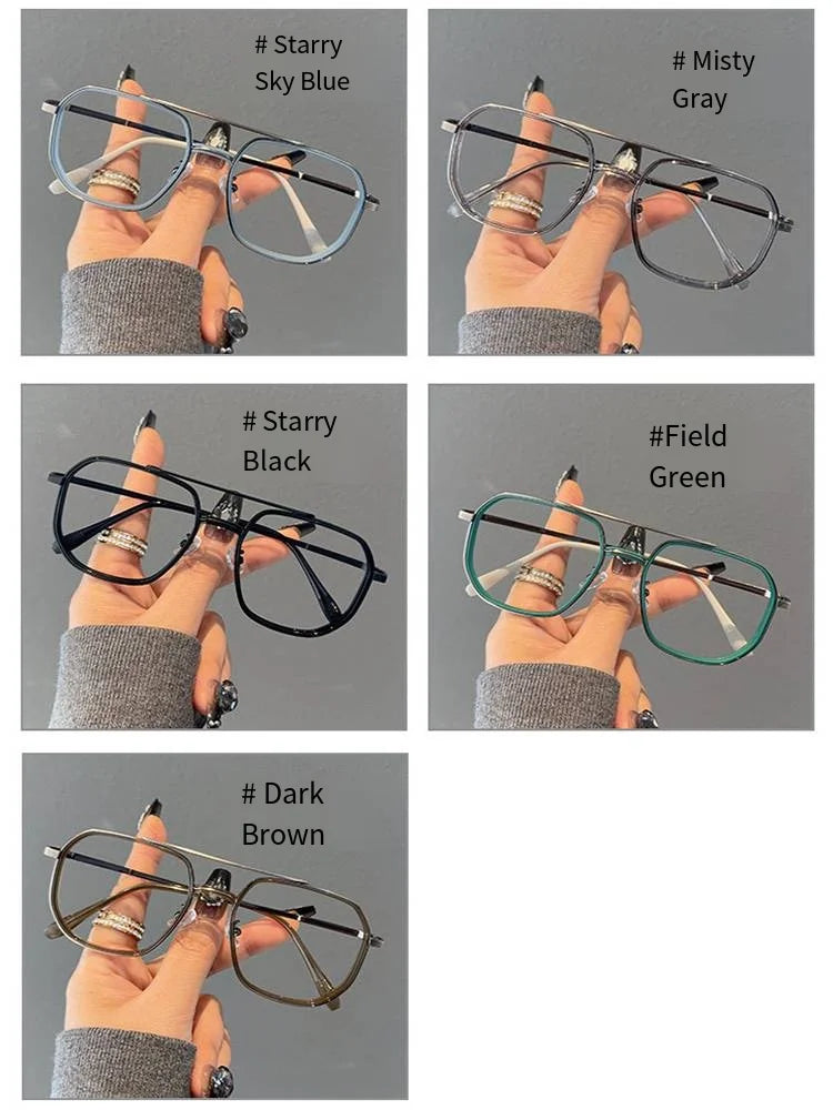 Fashion Double Beam Glasses Frame | Ultralight Anti Blue Light Eyewear
