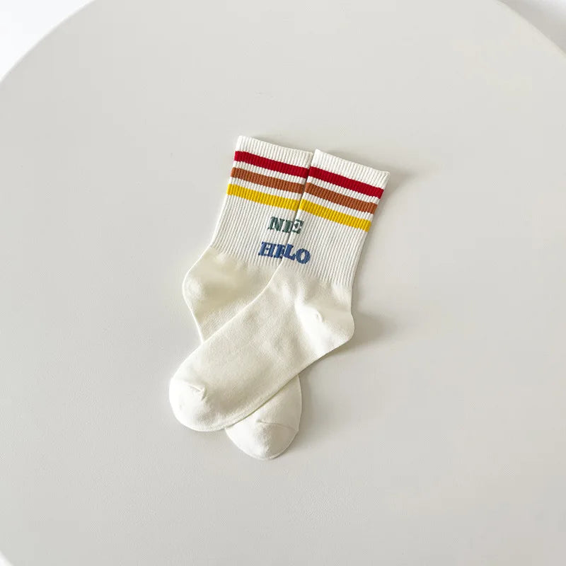 Funny Striped Cotton Thermal Socks for Women | Cozy Home Wear