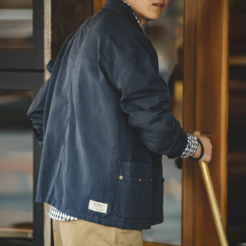 Men's Navy Heavyweight Multi-Pocket Vintage Jacket | Stylish & Durable