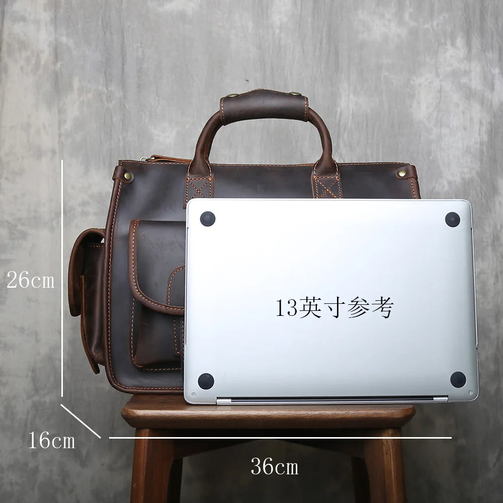 Genuine Leather Retro Men's Handbag | Large Capacity Crossbody Bag