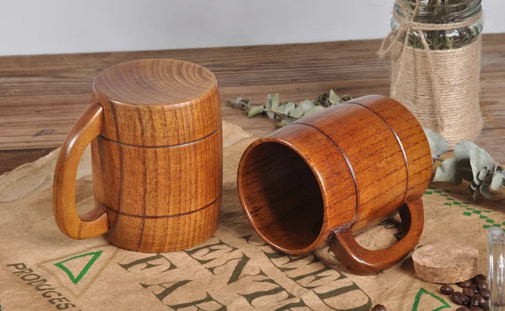 320ml Handcrafted Wooden Coffee Mug | Eco-Friendly Vintage Drinkware