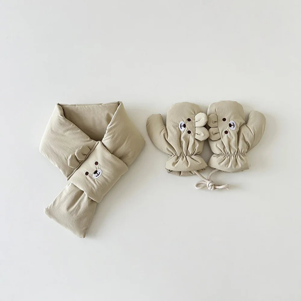 Winter Kids Scarf & Gloves Set | Cute Cartoon Accessories