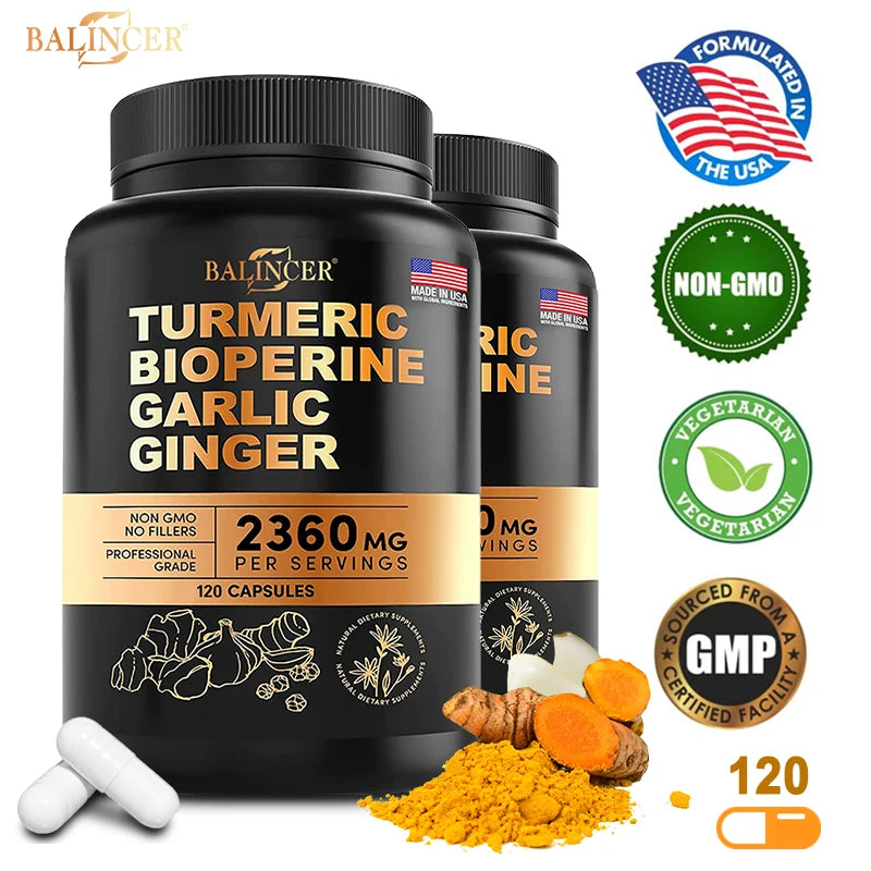 4-in-1 Turmeric and Garlic Supplements | High Potency Herbal Blend
