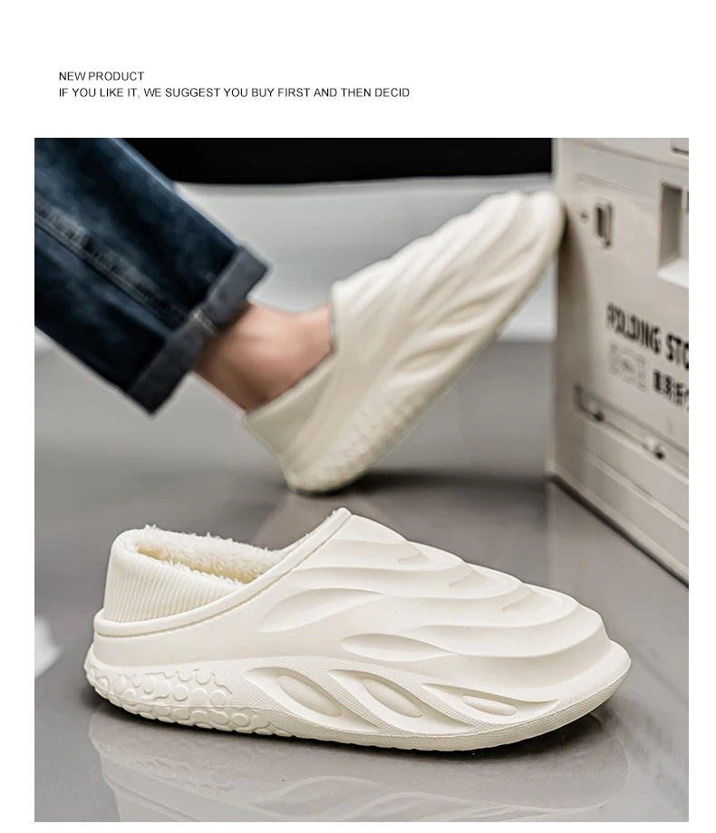 Men’s Velvet-Lined Winter Slippers | Cozy Non-Slip House Shoes